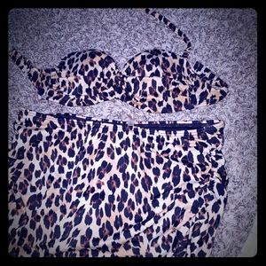 VS leopard print skirt swimsuit